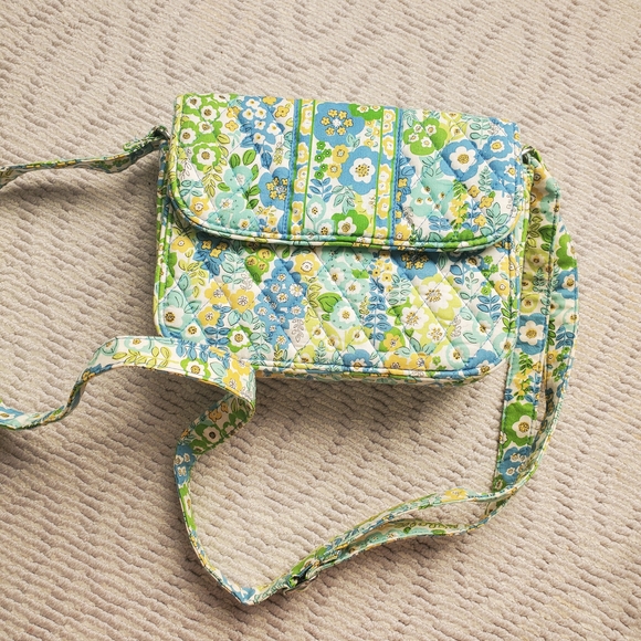 Vera Bradley Floral Crossbody Bag - Green and Blue - Picture 1 of 5